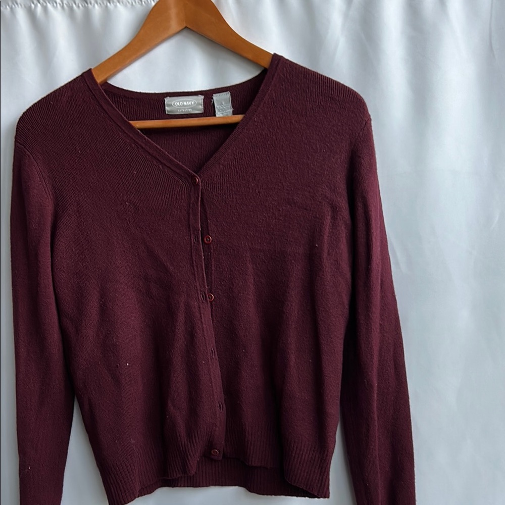 Old Navy burgundy  Cardigan Sweater Classic Knit